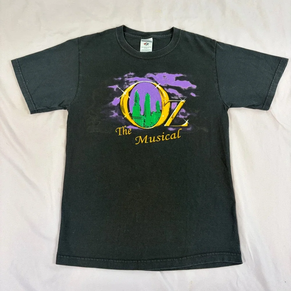 Wizard Of Oz Musical Mens Small Black Emerald City Graphic T Shirt Vintage 90s